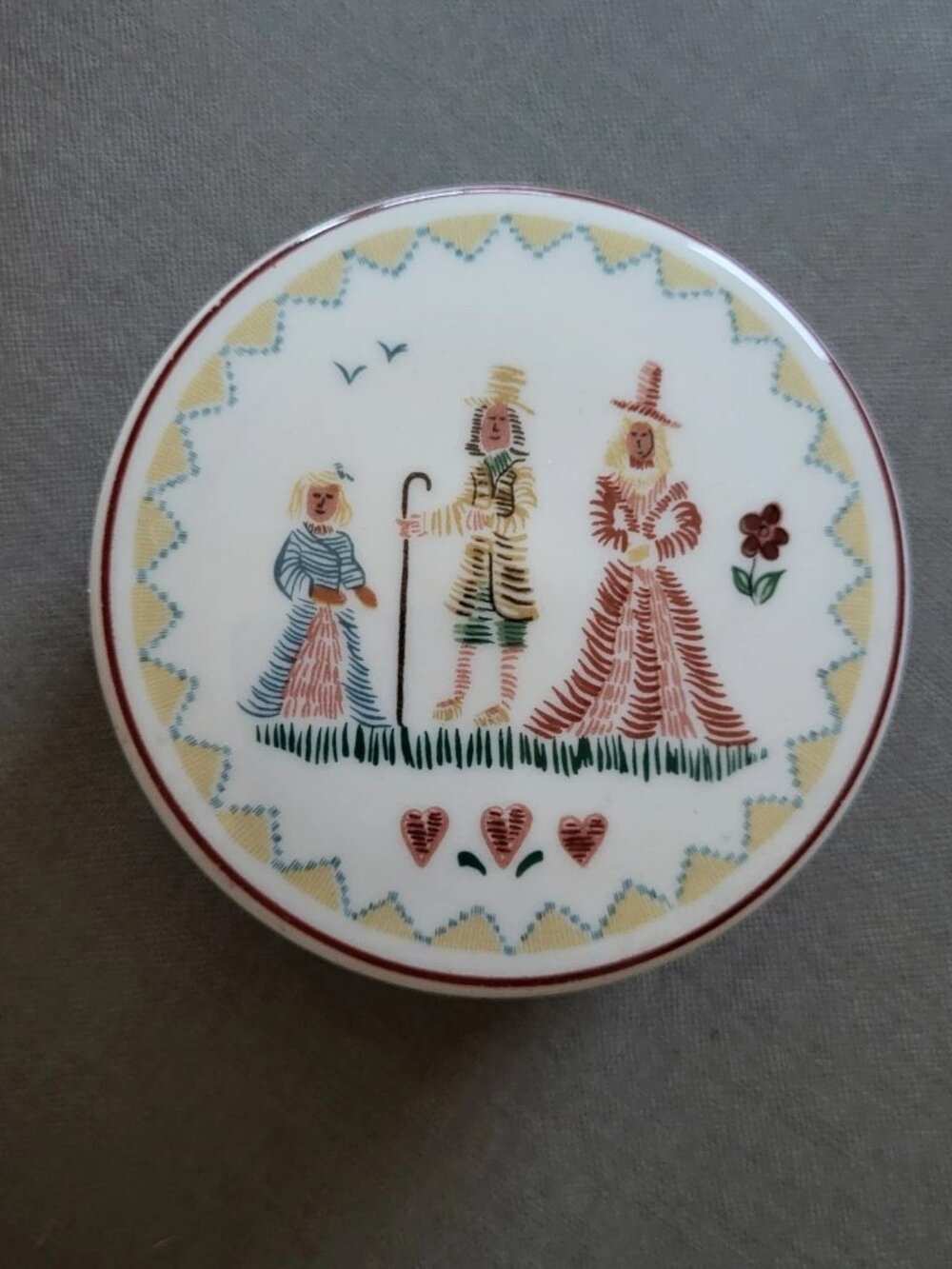 Villeroy Boch 1981 American Sampler Trinket Box Porcelain Luxembourg Vintage 3"